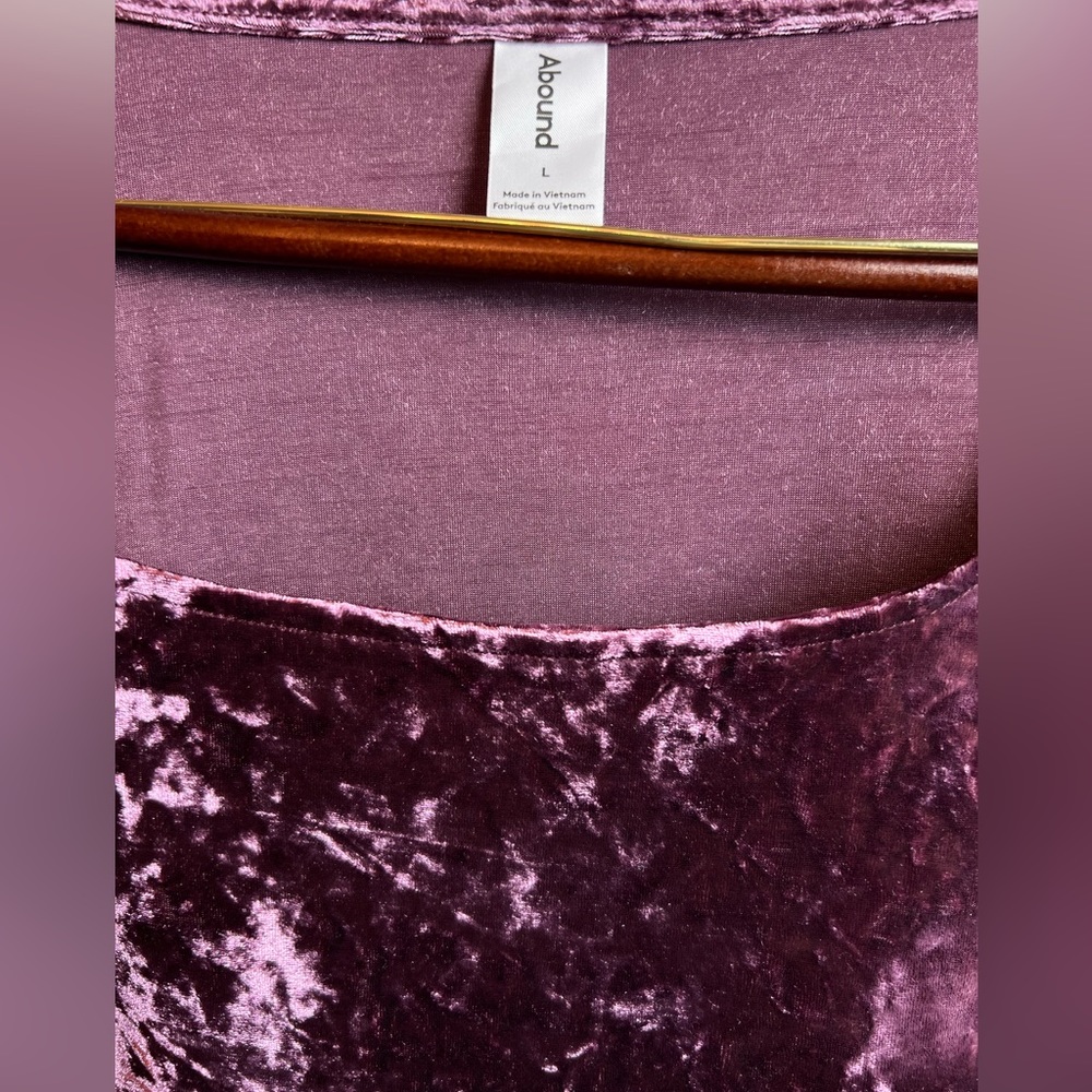 Abound Crop Top Scoop Neck Women Size L Purple Long Sleeve - Picture 5 of 5